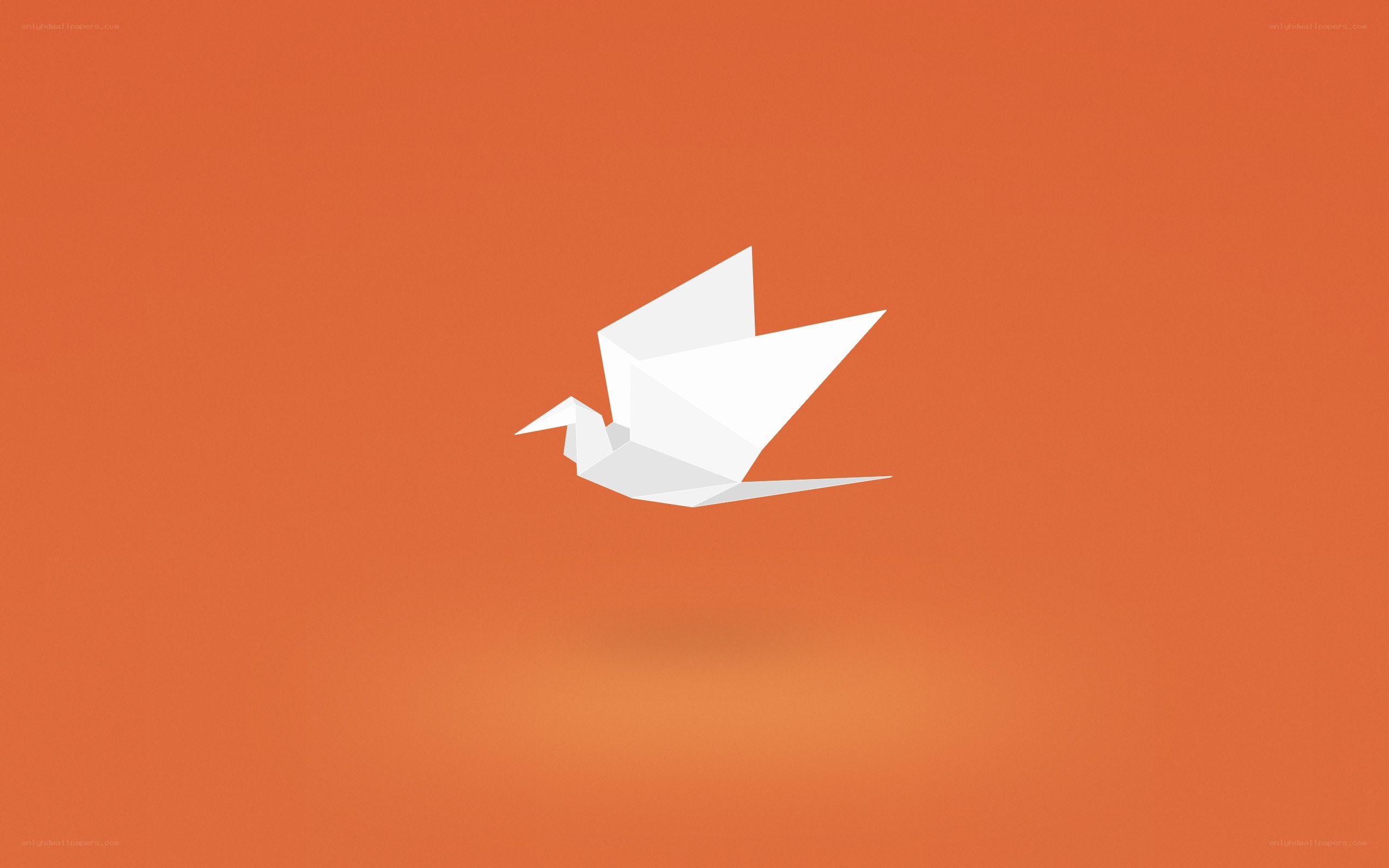 white origami bird on orange