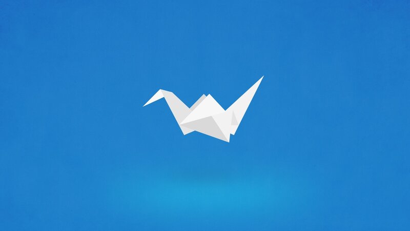 White Origami Crane — Blue