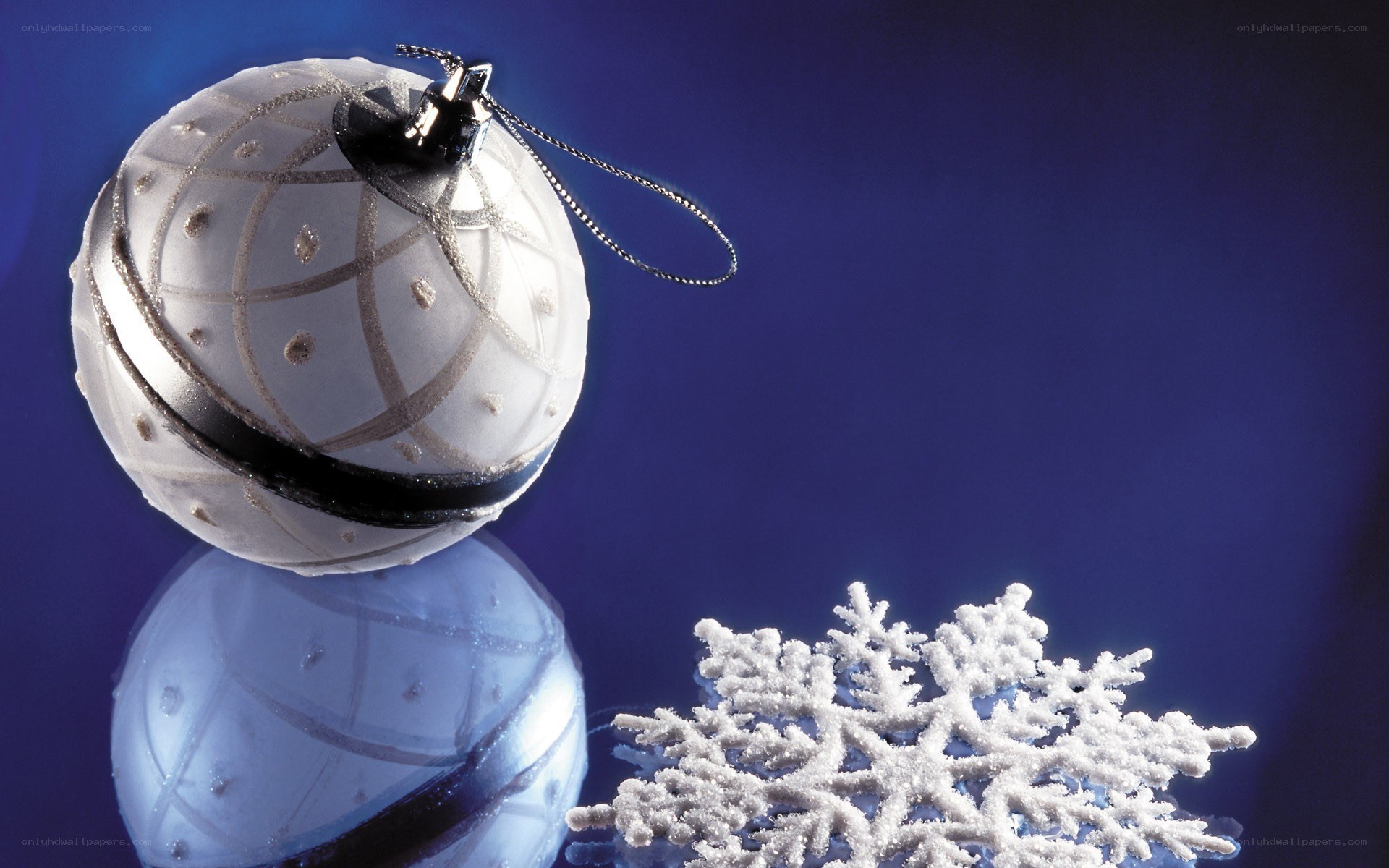 White ornament and snowflake