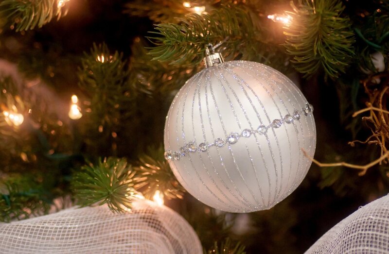 White Ornament on Tree — Green, Festive