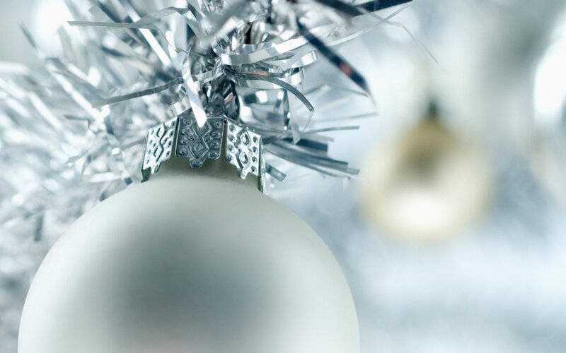 White Ornament on Tree — Silver