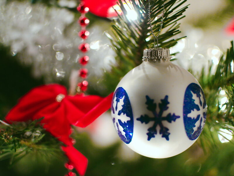 White Ornament on Tree