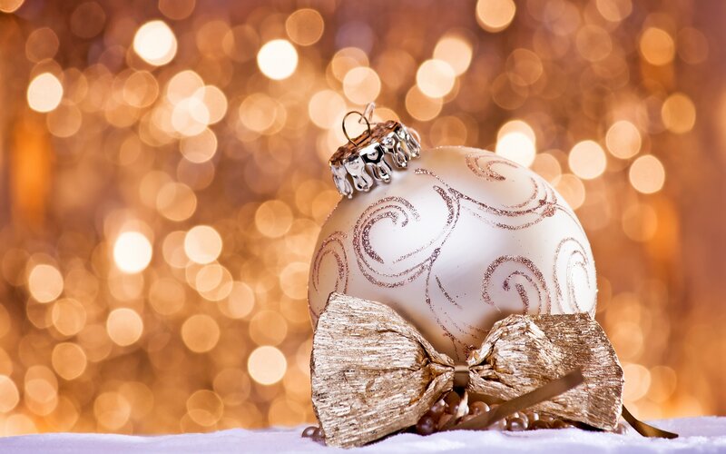White Ornament with Gold Bow