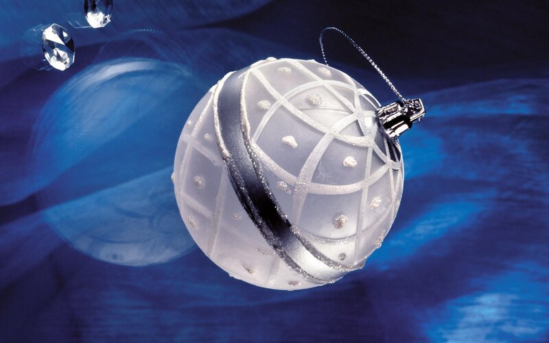 White Ornament with Silver Ribbon