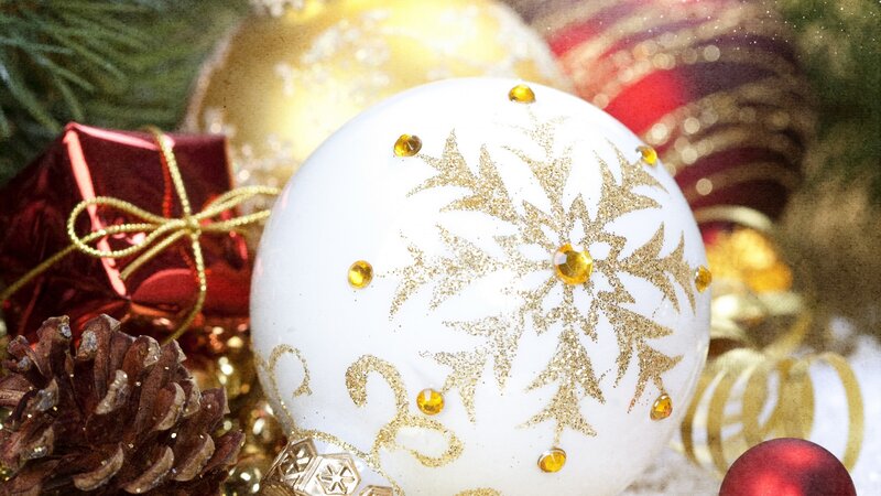White Ornament with Snowflake — Festive, Winter
