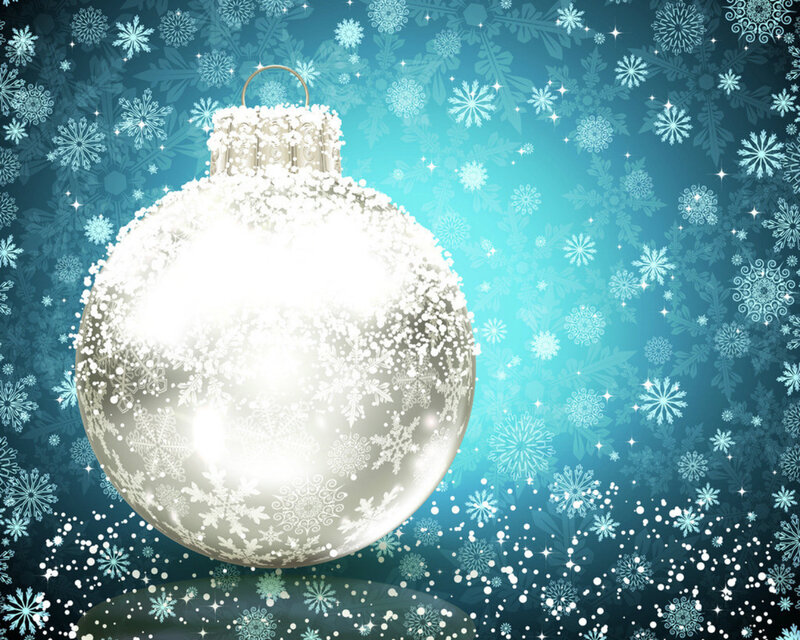 White Ornament with Snowflakes — Blue