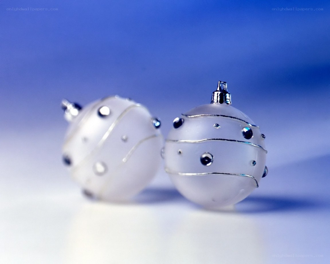 white ornaments on blue
