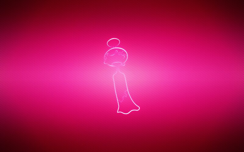 white outline figure on pink background