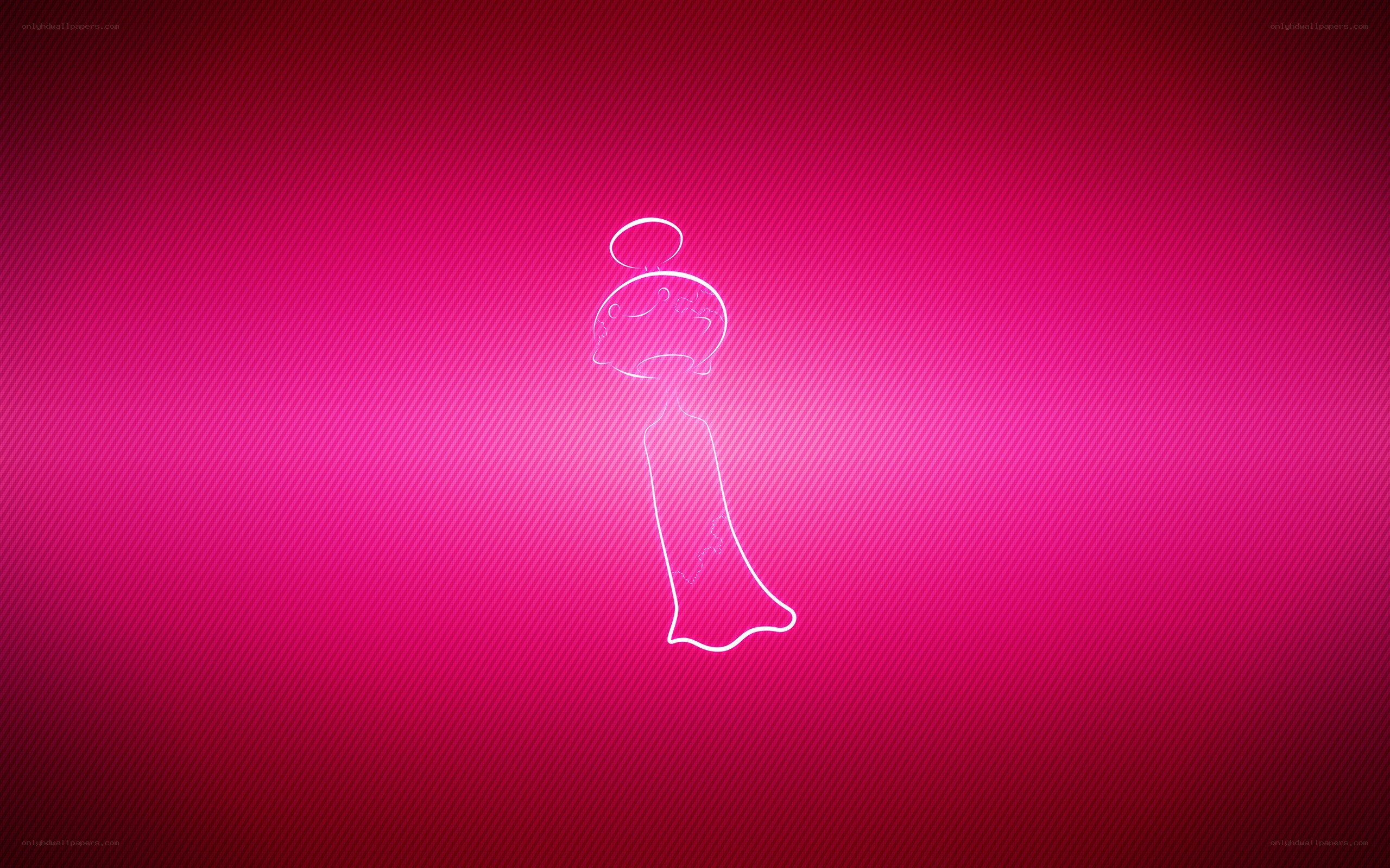 white outline figure on pink background