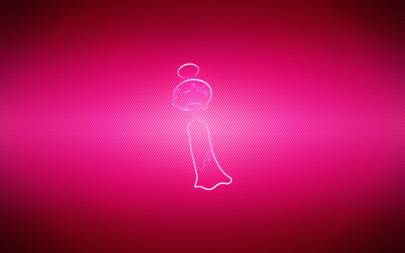 white outline figure on pink