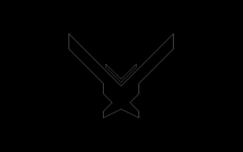 white outline logo on black