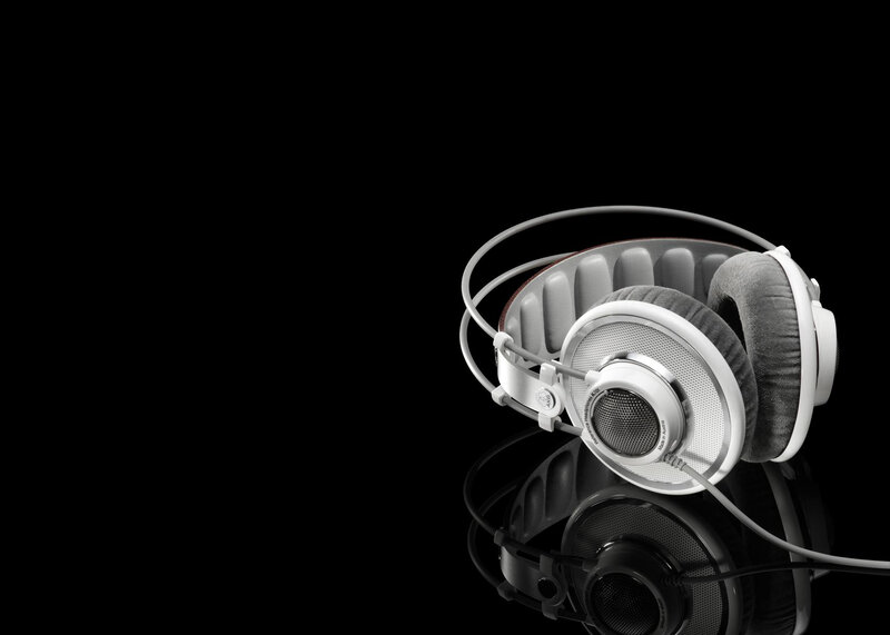 White Over-ear Headphones — Black, Minimalist, Photograph, Reflection, Cable