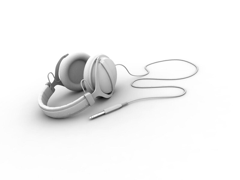 White Over-ear Headphones — Neutral, 3d Render, Cable