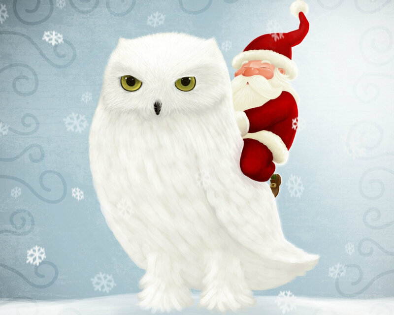 White Owl with Santa