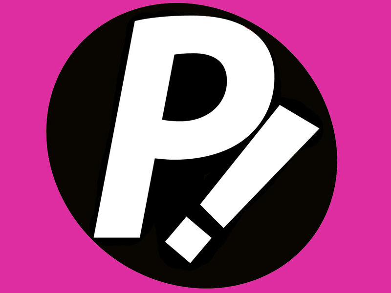 white P logo on black circle