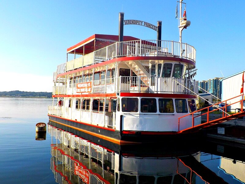 White Paddlewheel Boat