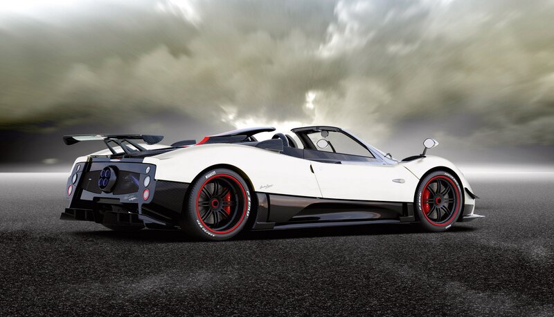 white Pagani Huayra roadster