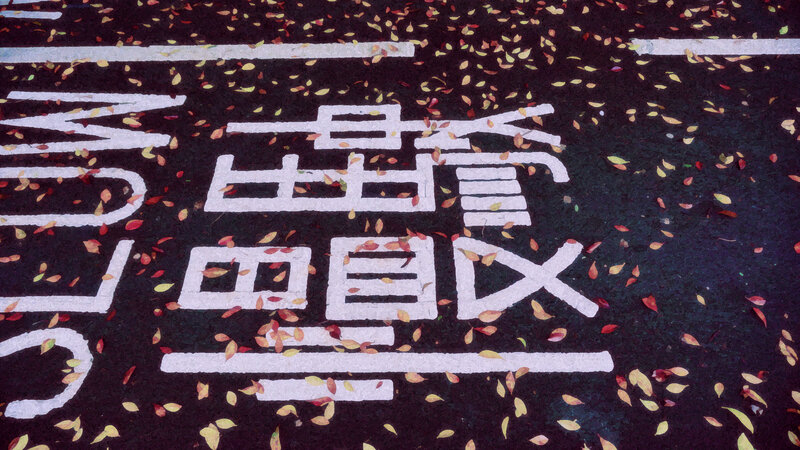 White Painted Characters on Pavement
