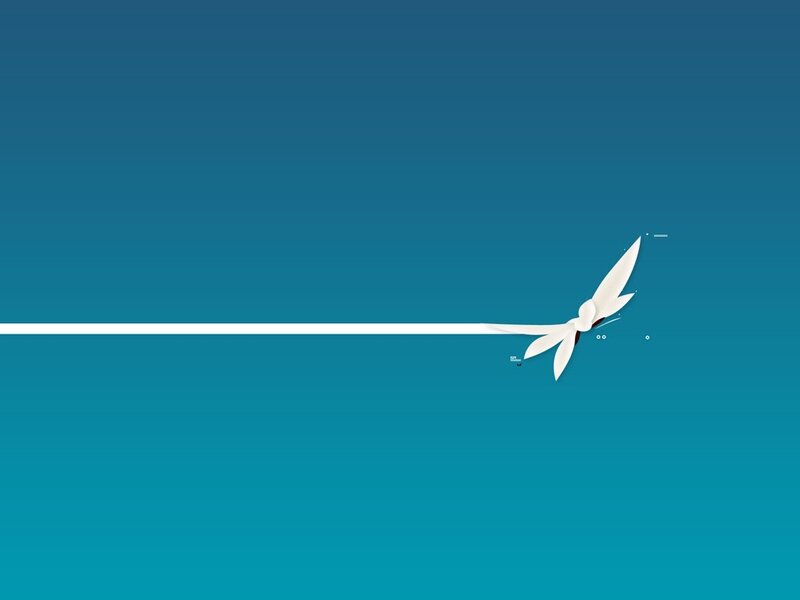 White Paper Airplane — Blue, Calm
