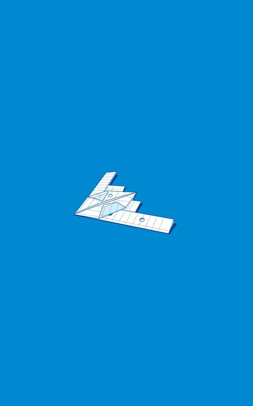White Paper Airplane — Blue