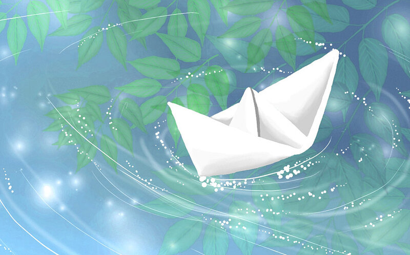 White Paper Boat — Blue
