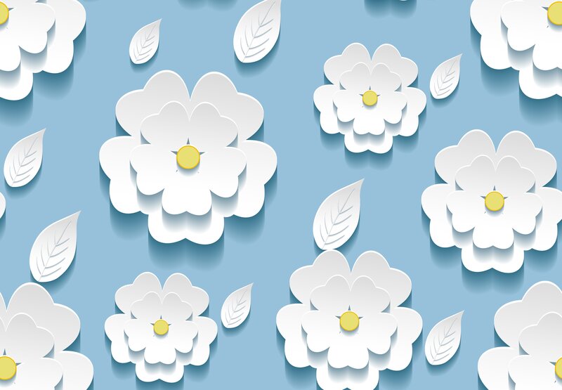 White Paper Flowers — Blue