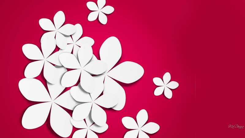 White Paper Flowers — Red
