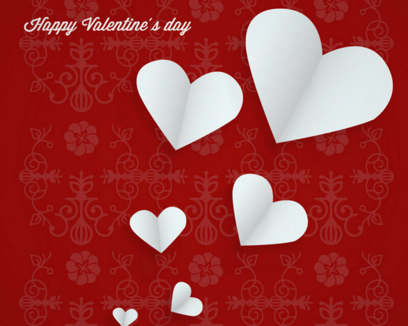 White Paper Hearts — Red