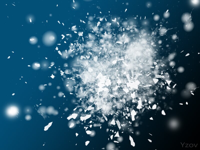 white particles explosion