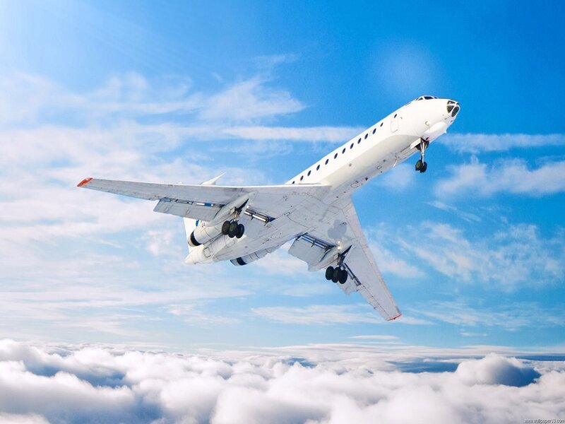 White Passenger Airplane — Blue, Serene, Afternoon, Photograph, Clouds