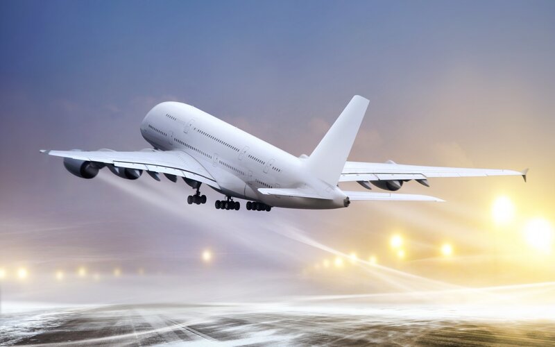 White Passenger Airplane — Dramatic, Sunset