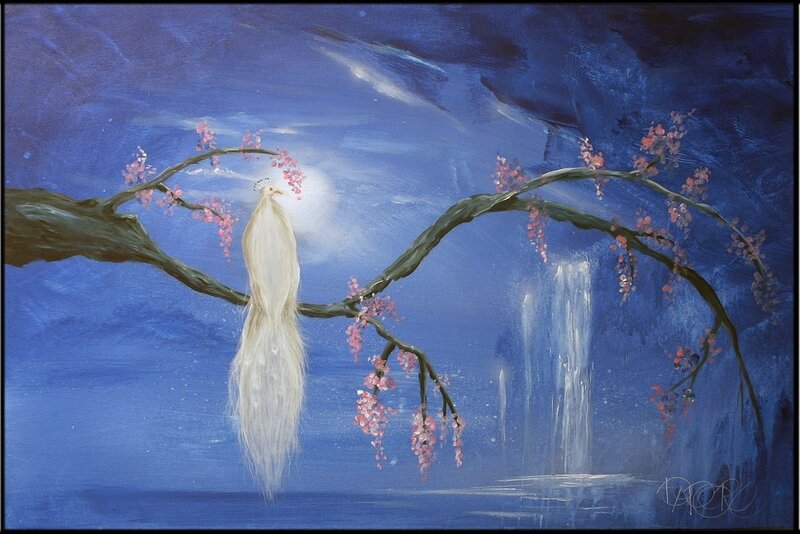 White Peacock on Branch