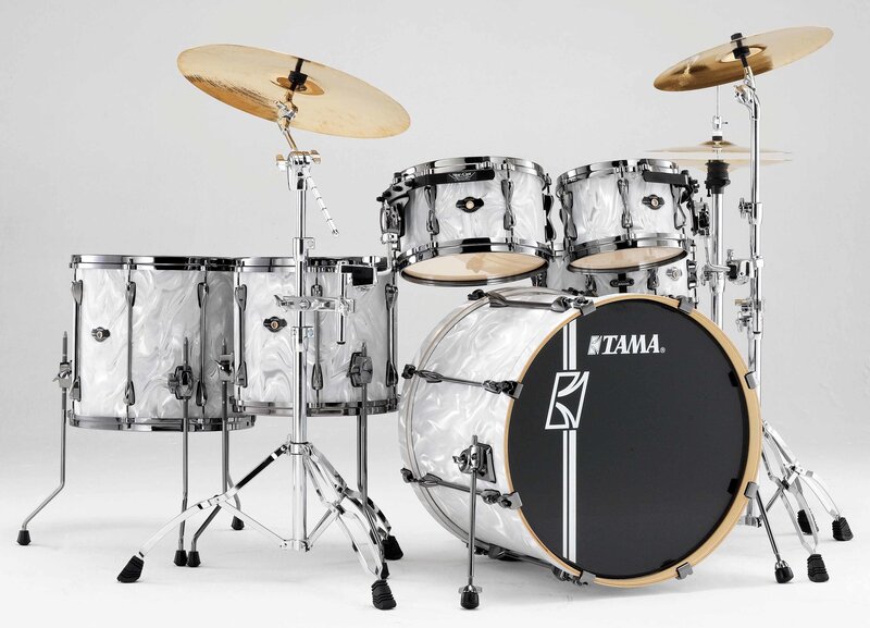 white pearl drum set