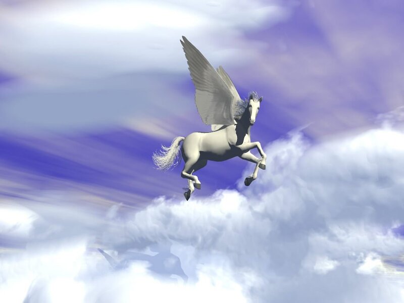 White Pegasus Flying — Serene, 3d Render