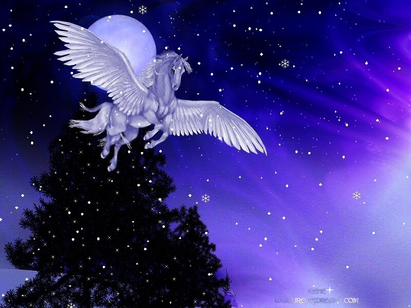 White Pegasus Flying