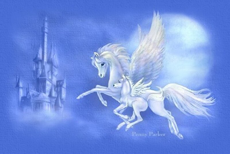 White Pegasus Horse — Blue