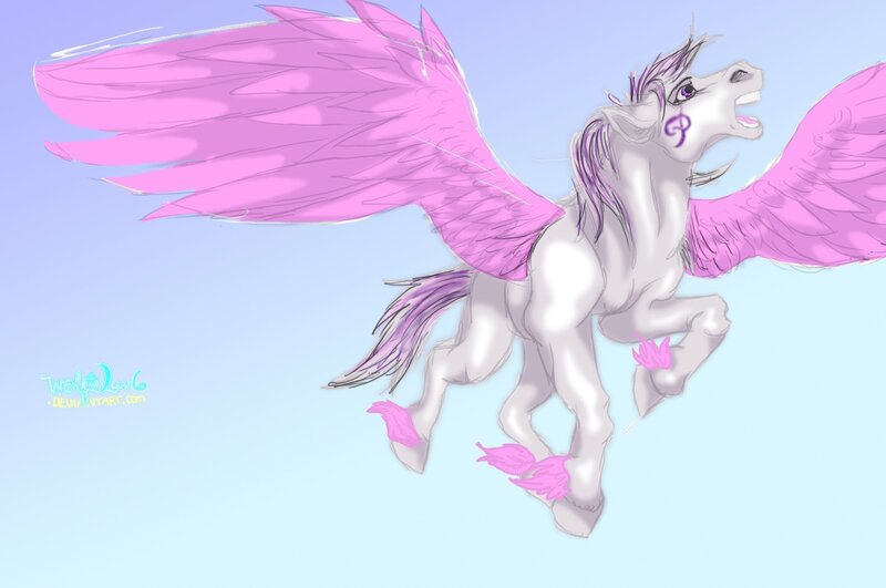 white pegasus with pink wings