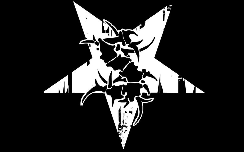 White Pentagram with Skull