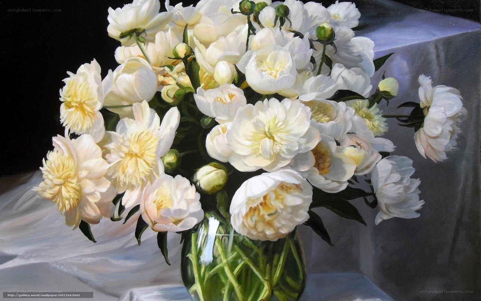 White peonies in a vase