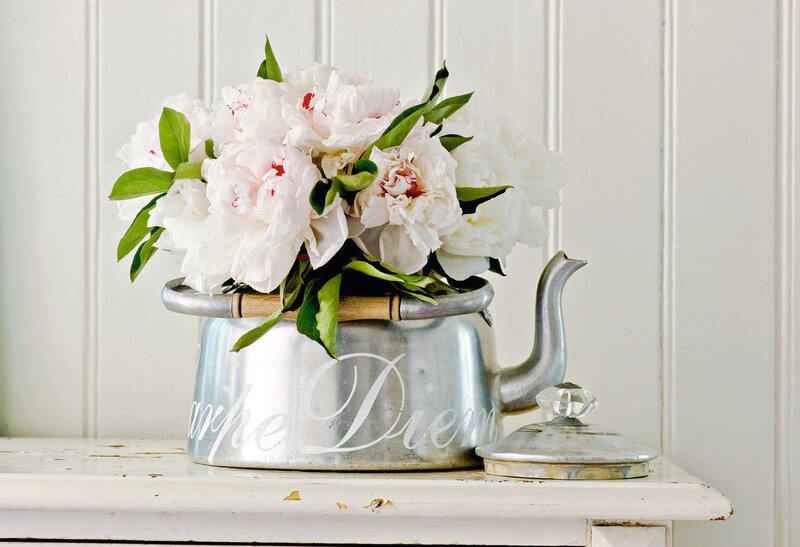 White Peonies in Teapot