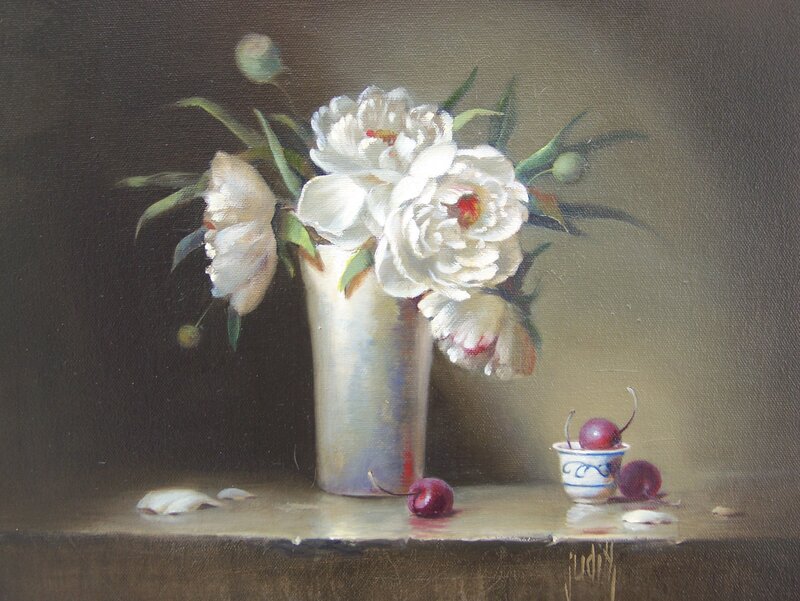 White Peonies in Vase