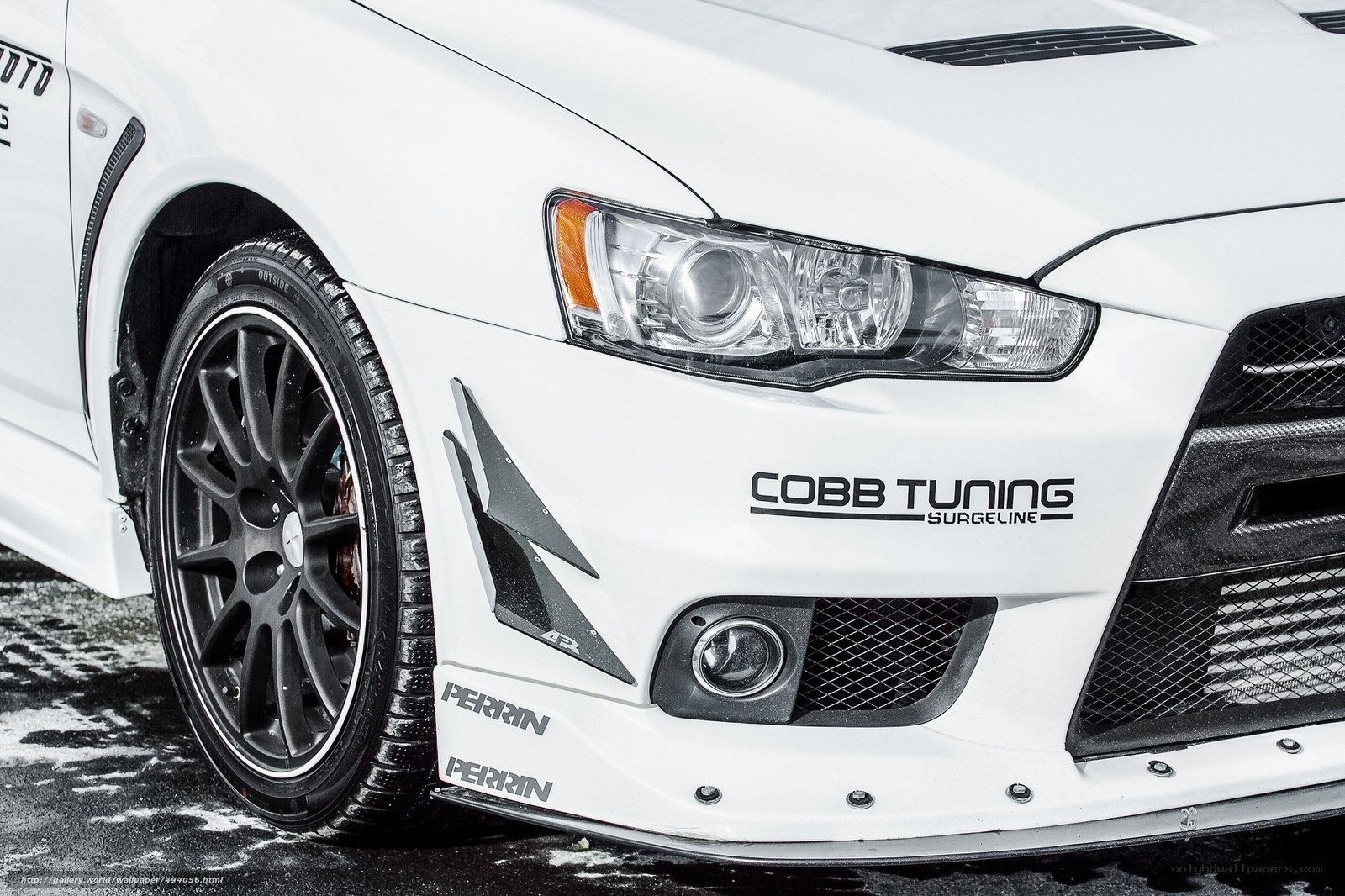 white performance car front view
