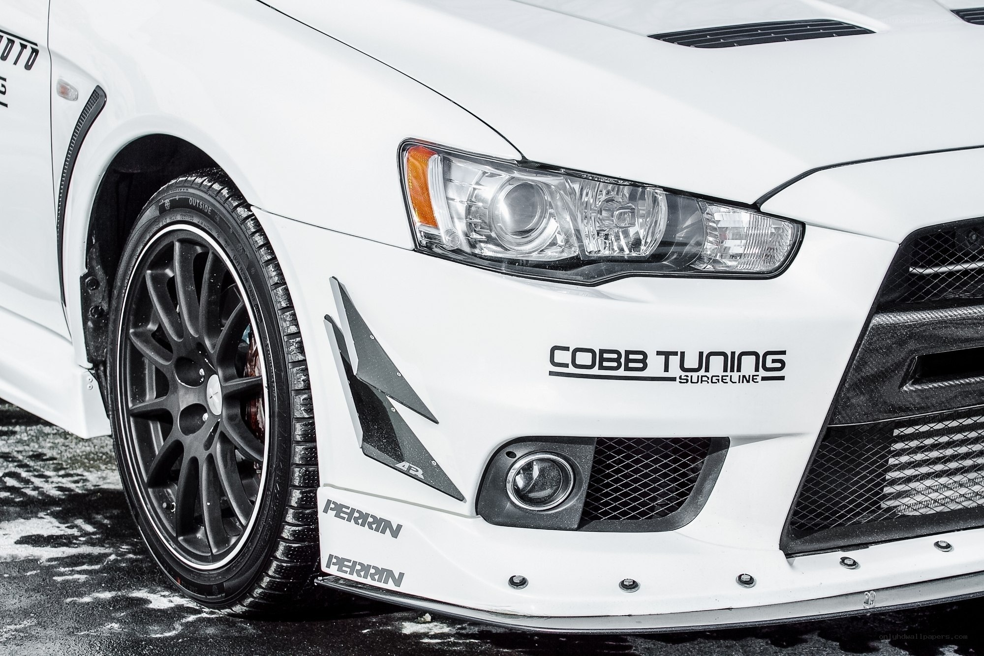 white performance car front view