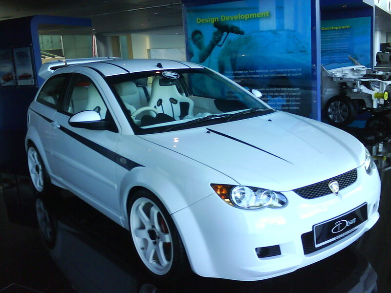 White performance car on display