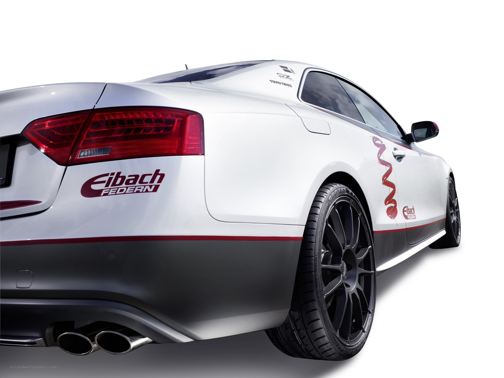 white performance car with decals