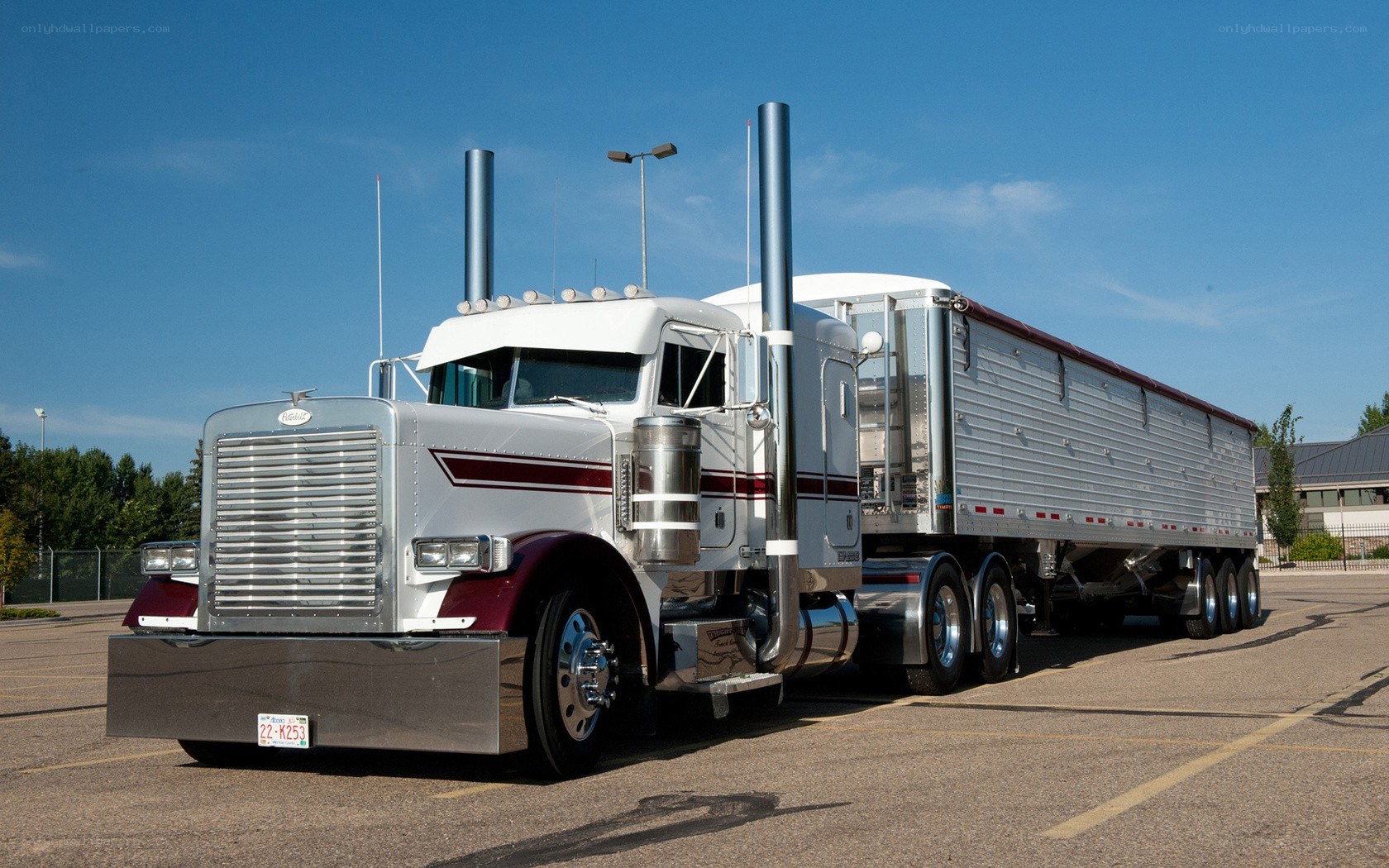 White Peterbilt semi-truck