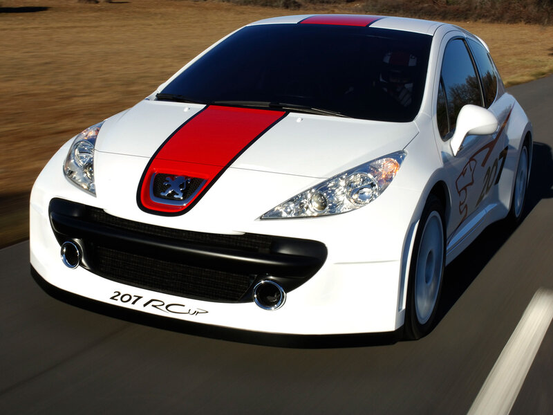 White Peugeot 207 RC Cup car