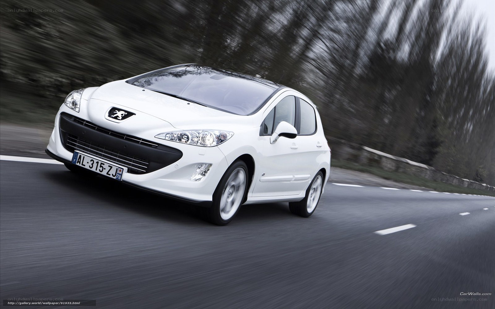 white peugeot 308 in motion