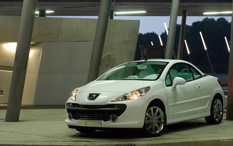 White Peugeot Car — Dramatic, Night