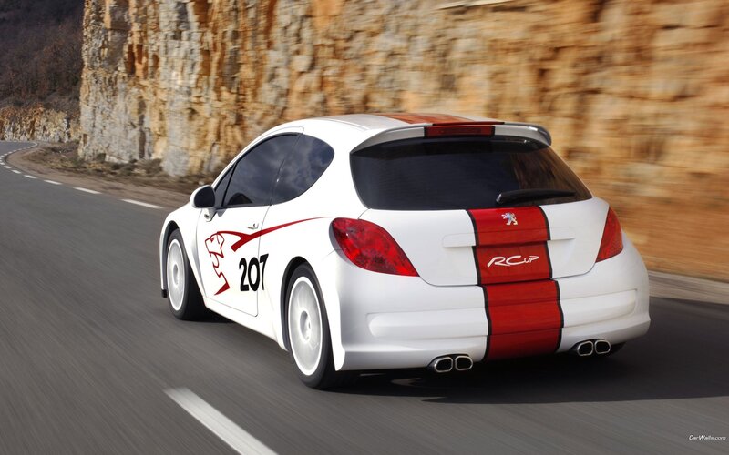 White Peugeot RCup on a winding road